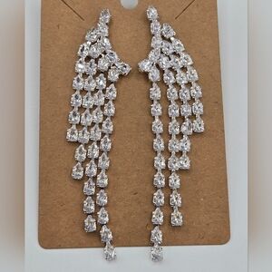 Swarovski Elements Silver Crystal Earrings Made w Swarovski Crystals Formal